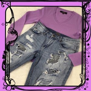 BLACK SUPER DISTRESSED SKINNY FLEX JEANS 30/30